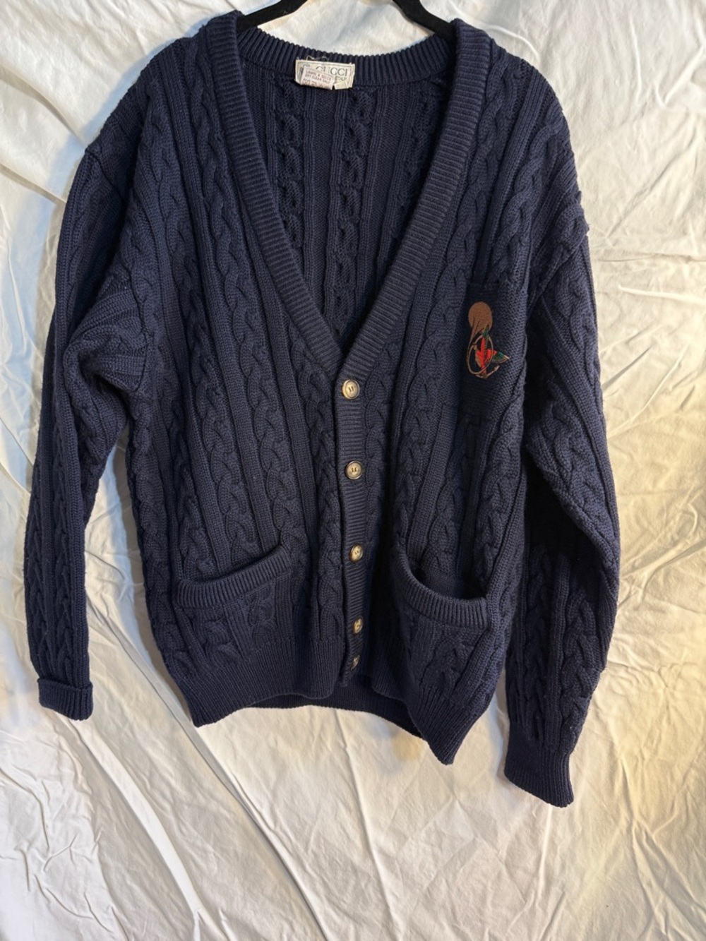 VINTAGE Gucci Dark Blue Cable Knit Cardigan